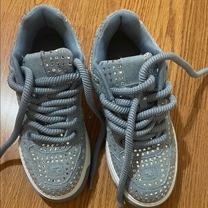 Women's Blue Studded Sneakers